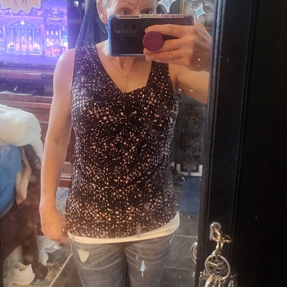 Ivanka Trump Call Nick Asymmetrical Sleeveless Black White And Purple Top Size S - Picture 8 of 9